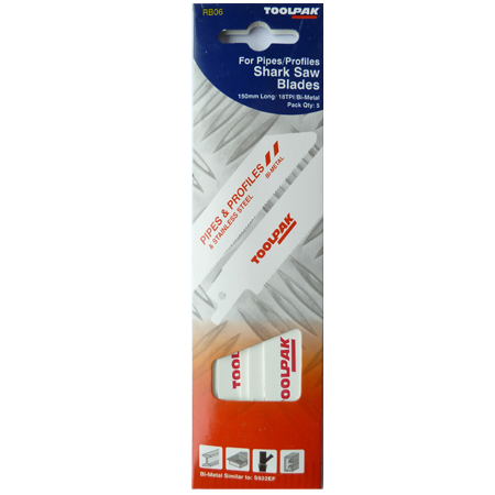 Reciprocating Saw Blade Metal 150mm 18tpi Thin Cut Pack of 5 Toolpak